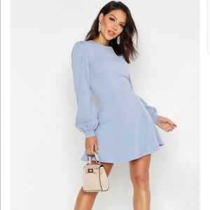 Boohoo Bust Detail Blouson Sleeve Skater Dress